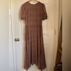 Shein Brown Floral Print Short Sleeved Maxi Dress